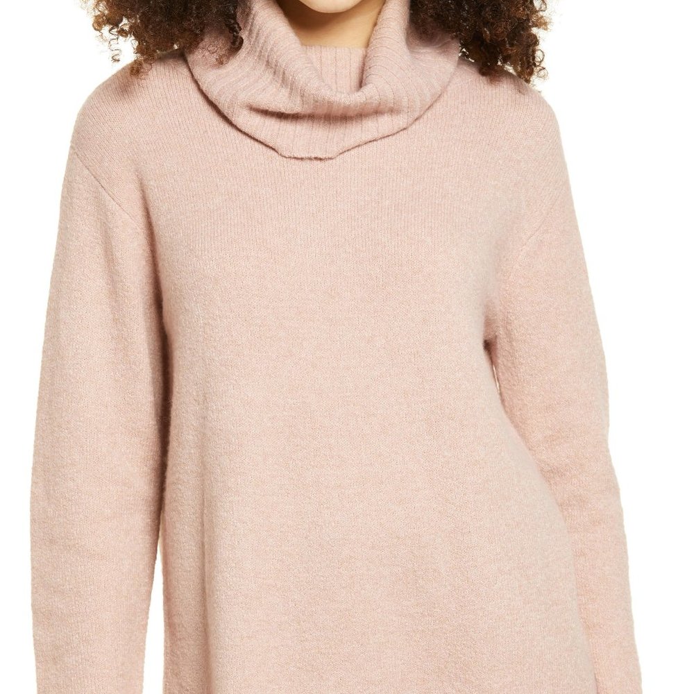 Women's Bp. Longline Turtleneck Sweater,‎ Size Small - Pink 3689